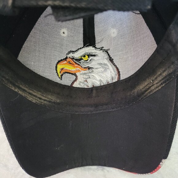 Men s Baseball Trucker Hat Embroidered Eagle Flag Flames USA Patriotic OSFA EUC - Picture 6 of 7